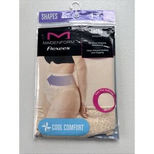 Maidenform Flexees Lace Thong Smoothing Shapewear Cool Comfort‎ Nude Women's XL